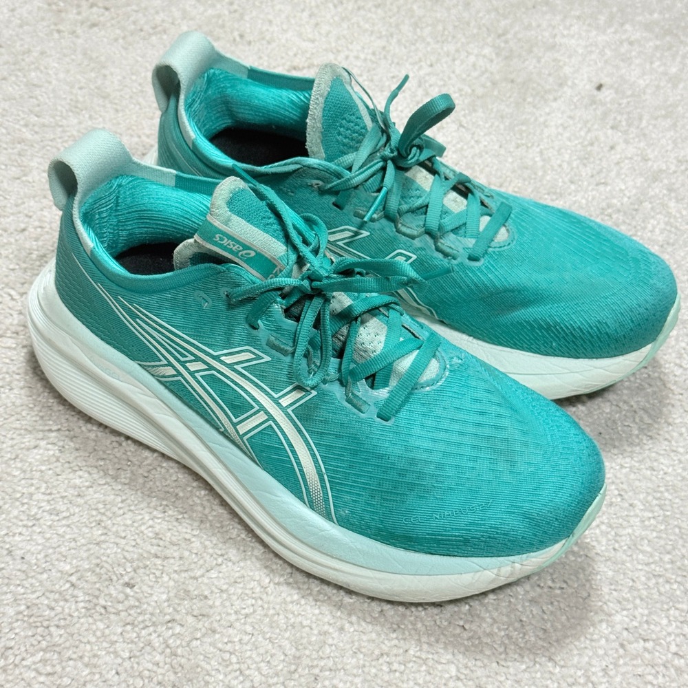 ASICS Womens 9 Gel-Nimbus 27 Running Shoes Teal Mint Green